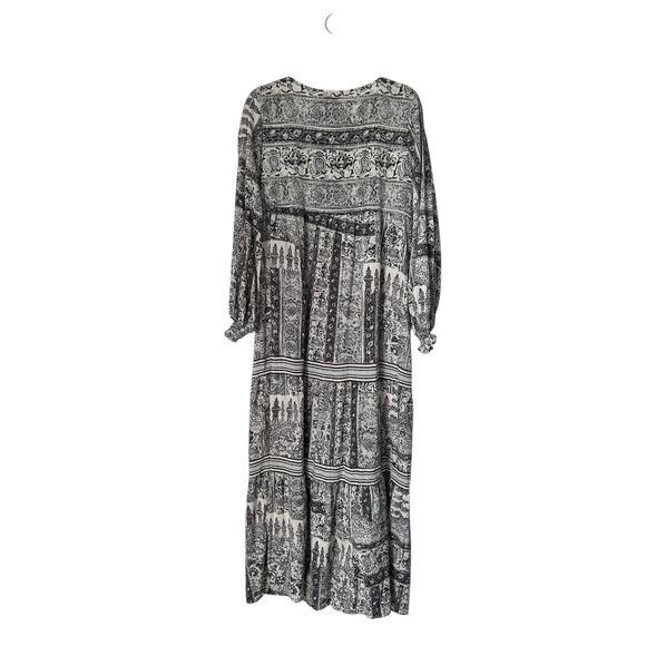 Wonderly Boho Maxi Dress Size M Tiered Peasant Cottage Prairie V-Neck Cotton - Picture 4 of 10